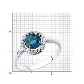 Кольцо SOKOLOV - Серебро 925, Топаз лондон, Фианит (арт. 92011017)
