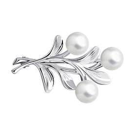 Брошь SOKOLOV - Серебро 925, Жемчуг имитация (арт. 94040284)