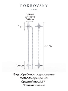 Серьги POKROVSKY - Серебро 925, Фианит (арт. 0221847-00775)