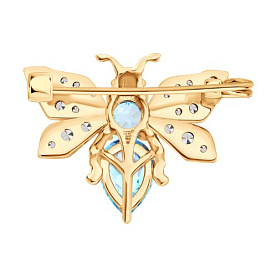 Брошь Diamant - Золото 585, Топаз, Фианит (арт. 51-340-00466-2)
