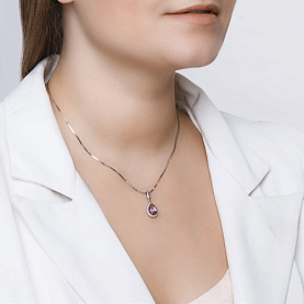 Подвеска SOKOLOV - Серебро 925, Аметист, Фианит (арт. 92030324)