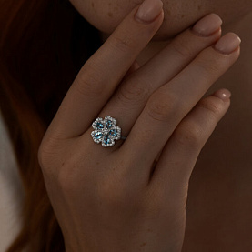 Кольцо SOKOLOV - Серебро 925, Топаз, Фианит (арт. 92014375)