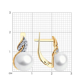 Серьги Diamant - Серебро 925, Жемчуг культивированный, Фианит (арт. 93-320-01935-1)