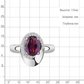 Кольцо Аквамарин - Серебро 925, Синтетический аметист, Фианит (арт. 65020184А.5)