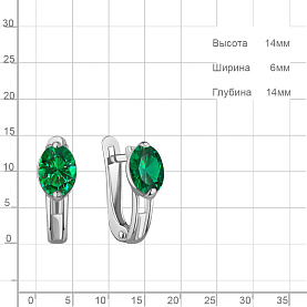 Серьги Аквамарин - Серебро 925, Синтетический изумруд (арт. 400665П.5)