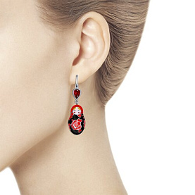 Серьги SOKOLOV - Серебро 925, Фианит, Эмаль (арт. 94021287)