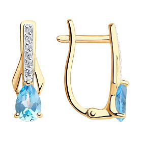 Серьги SOKOLOV - Золото 375, Топаз, Фианит (арт. 37725956)