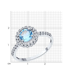 Кольцо SOKOLOV - Серебро 925, Топаз, Фианит (арт. 92014323)