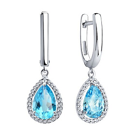 Серьги SOKOLOV - Серебро 925, Топаз, Фианит (арт. 92023119)