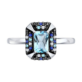 Кольцо SOKOLOV - Серебро 925, Топаз, Фианит (арт. 92014869)