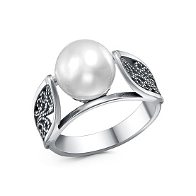 Кольцо Красная пресня - Серебро 925, Жемчуг имитация (арт. 23616902)