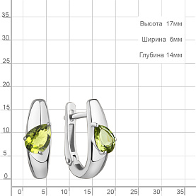 Серьги Аквамарин - Серебро 925, Хризолит (арт. 45020907.5)