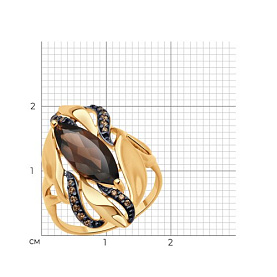 Кольцо SOKOLOV - Серебро 925, Раухтопаз, Фианит (арт. 92014557)