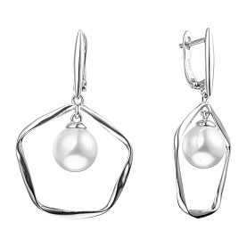 Серьги Мастер Клио - Серебро 925, Жемчуг имитация (арт. 24С152030)