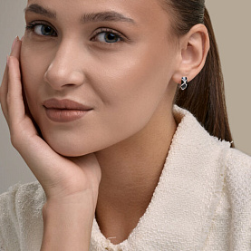 Серьги Diamant - Серебро 925, Фианит, Эмаль (арт. 94-120-00235-2)