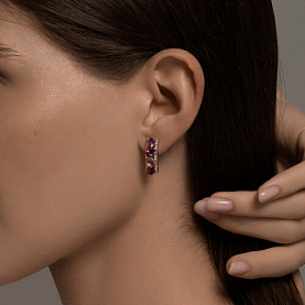 Серьги SOKOLOV - Золото 585, Аметист, Родолит, Фианит (арт. 728775)