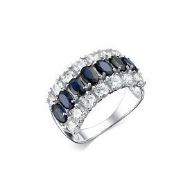 Кольцо Дар - Серебро 925, Сапфир, Фианит (арт. К-3750рс110800)