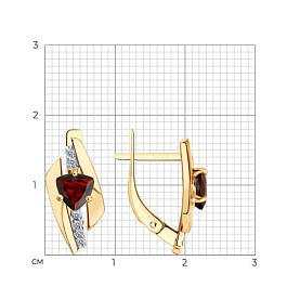 Серьги Diamant - Золото 585, Гранат, Фианит (арт. 51-320-01543-2)