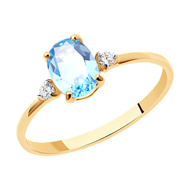 Кольцо SOKOLOV - Золото 375, Топаз, Фианит (арт. 37716189)