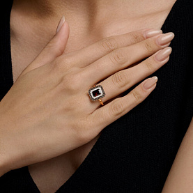 Кольцо SOKOLOV - Золото 585, Гранат, Фианит (арт. 717290)