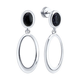 Серьги Diamant - Серебро 925, Авантюриновое стекло (арт. 94-122-02376-1)