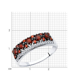 Кольцо SOKOLOV - Серебро 925, Гранат, Фианит (арт. 92011284)