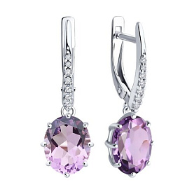 Серьги Diamant - Серебро 925, Аметист, Фианит (арт. 94-321-02054-3)