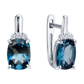 Серьги SOKOLOV - Золото 585, Топаз лондон, Фианит (арт. 729034-3)