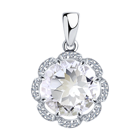 Подвеска SOKOLOV - Серебро 925, Горный хрусталь, Фианит (арт. 92030404)