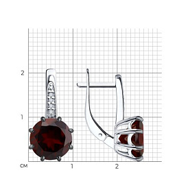 Серьги Diamant - Серебро 925, Гранат, Фианит (арт. 94-320-02040-1)