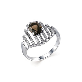 Кольцо Дар - Серебро 925, Раухтопаз, Фианит (арт. К-3597рс40700)