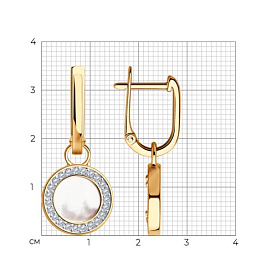 Серьги SOKOLOV - Золото 585, Перламутр, Фианит (арт. 728878)
