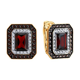 Серьги SOKOLOV - Золото 585, Гранат, Фианит (арт. 729413)