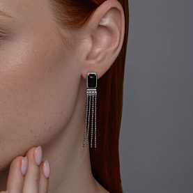 Серьги Diamant - Серебро 925, Агат, Фианит (арт. 94-321-02084-1)