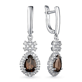 Серьги Дар - Серебро 925, Раухтопаз, Фианит (арт. С-3863рс40700)