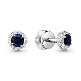 Серьги Аквамарин - Серебро 925, Синтетический сапфир (арт. 42884Б.5)