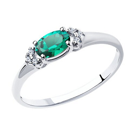 Кольцо SOKOLOV - Серебро 925, Синтетический изумруд, Фианит (арт. 82010008)