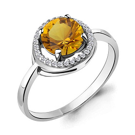 Кольцо Аквамарин - Серебро 925, Фианит, Цитрин (арт. 6535306А.5)