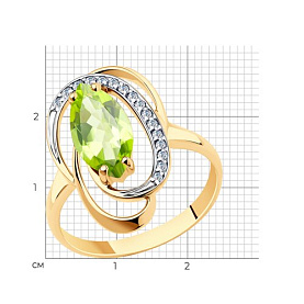 Кольцо SOKOLOV - Золото 585, Фианит, Хризолит (арт. 715975)