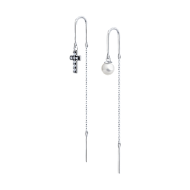 Серьги Diamant - Серебро 925, Жемчуг культивированный, Фианит (арт. 94-323-01500-1)