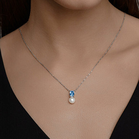 Колье Diamant - Золото 585, Топаз, Жемчуг культивированный (арт. 52-370-02793-1)