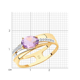 Кольцо SOKOLOV - Золото 585, Аметист, Фианит (арт. 715630)