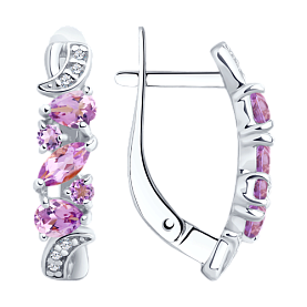 Серьги SOKOLOV - Серебро 925, Аметист, Фианит (арт. 92021781)