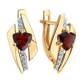Серьги Diamant - Золото 585, Гранат, Фианит (арт. 51-320-01543-2)