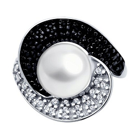 Кольцо Diamant - Серебро 925, Жемчуг культивированный, Фианит, Шпинель (арт. 94-310-01965-1)