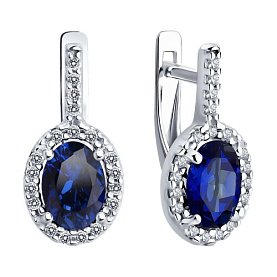 Серьги SOKOLOV - Серебро 925, Синтетический сапфир , Фианит (арт. 88020082)