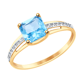 Кольцо SOKOLOV - Золото 375, Топаз, Фианит (арт. 37715001)