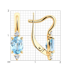 Серьги SOKOLOV - Золото 375, Топаз, Фианит (арт. 37727388)