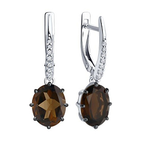 Серьги Diamant - Серебро 925, Раухтопаз, Фианит (арт. 94-321-02054-4)