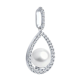 Подвеска SOKOLOV - Серебро 925, Жемчуг синтетический, Фианит (арт. 94033211)